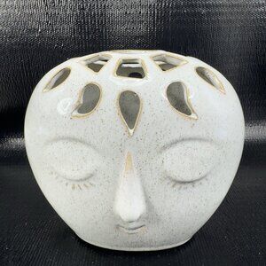 Bloomingville Dreamer Lady Modern Head Vase Flower Frog Speckled Ceramic Vessel